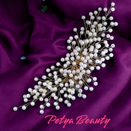 Нежен булченски аксесоар за коса с перли