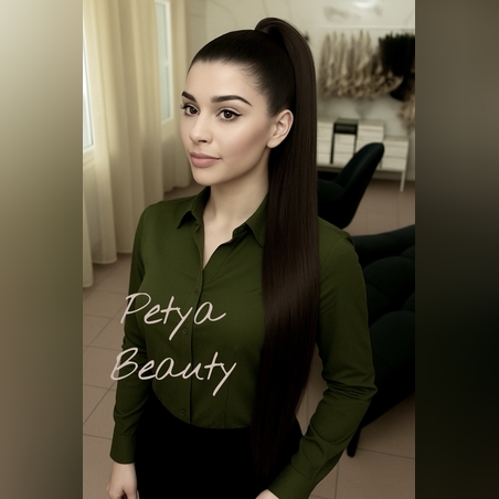 PREMIUM - Луксозна опашка - ТЪМЕН ШОКОЛАД с мрежа и ластик