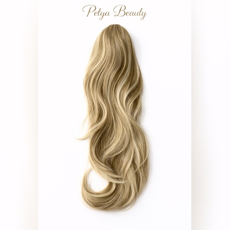 Опашка с мрежа и ластик - ТЪМНО РУСО С БЕЛИ КИЧУРИ (ВЪЛНИ)