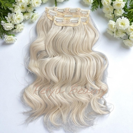 Комплект екстеншън от 4 части бяло русо ( ВЪЛНИ)