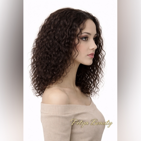 /ПРЕМИУМ/ Тупе - 100% естествен косъм - Натурално кафяво (къдрици)