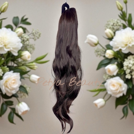 Опашка с шнола в цвят тъмно кафяво - на вълни