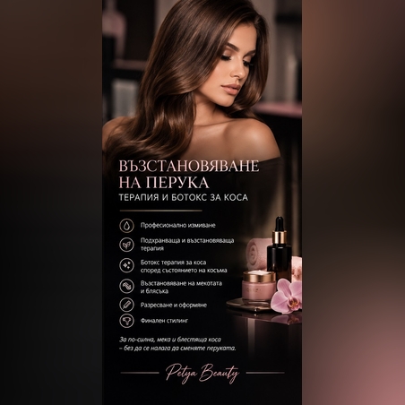 ВЪЗСТАНОВЯВАНЕ НА ПЕРУКА – ТЕРАПИЯ И БОТОКС ЗА КОСА