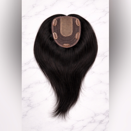 Тупе - 100% естествен косъм – Модел СТАНДАРТ - Тъмно кафяво към черно (N2) 45см