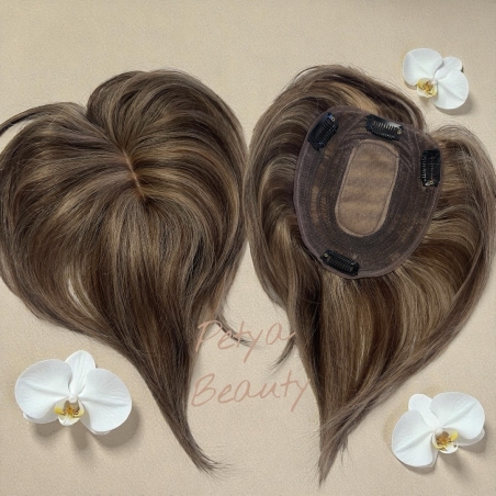 Тупе - 100% естествен косъм - СВЕТЛО КАФЯВО С КИЧУРИ - 20см