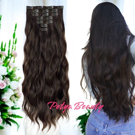 Комплект екстеншън от 7 части НАТУРАЛНО КАФЯВО ( ВЪЛНИ)