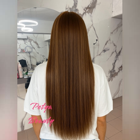 Комплект екстеншън от 9 части в цвят - ТЪМНО КАФЯВО С КИЧУРИ