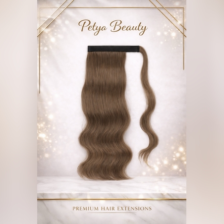 Опашка с лента/кичур (нов модел) - Тъмно русо No:8