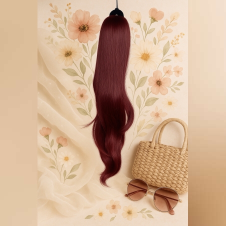 Опашка с шнола в цвят бургунди на вълни