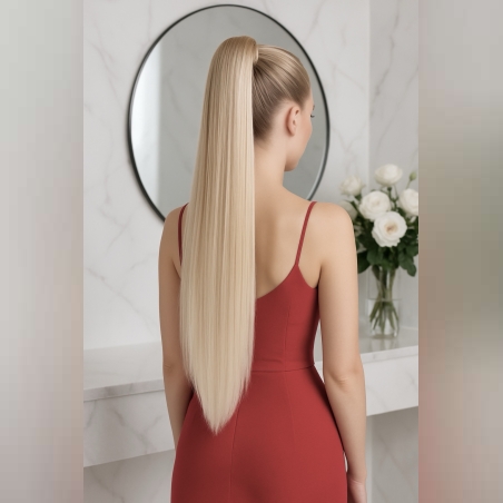 PREMIUM - Луксозна опашка - СВЕТЛО РУСО с мрежа и ластик