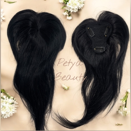 Тупе - 100% естествен косъм - Черно - 25см