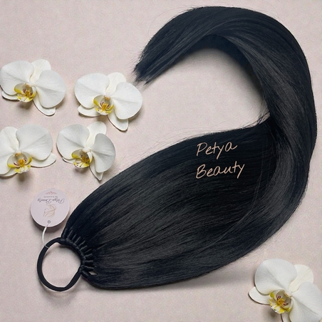 Опашка с ластик - Черно 85см (РЪЧНА изработка)