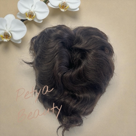 Тупе/Полуперука - 100% естествен косъм - Кестеняво