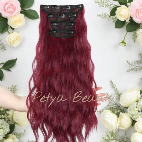 Комплект екстеншън от 4 части в цвят - Бургунди (НА ВЪЛНИ)