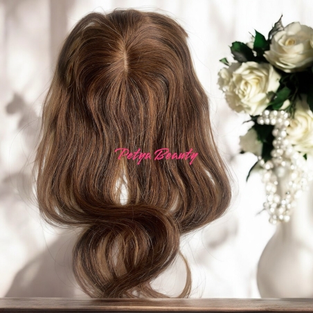 Тупе - 100% естествен косъм Кестеняво с бретон