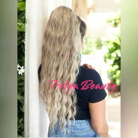 PREMIUM - Луксозна опашка - ШАТУШ РУСО НА ВЪЛНИ с мрежа и ластик