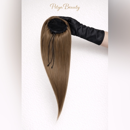 100% Естествен косъм - Опашка с мрежа - Светъл карамел