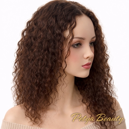 /ПРЕМИУМ/ Тупе - 100% естествен косъм - Медно кафяво (къдрици)