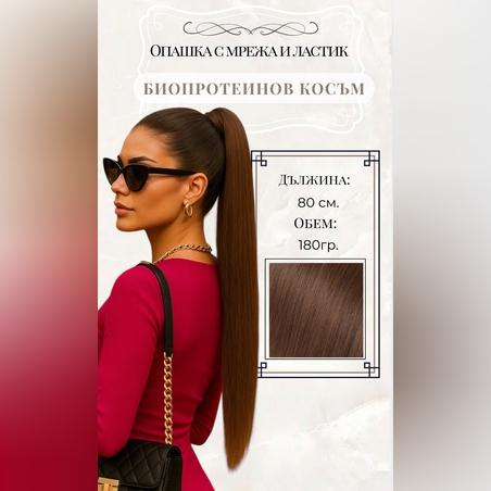 PREMIUM - Луксозна опашка -  АМБЪР с мрежа и ластик