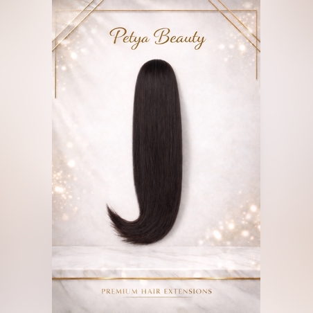 PREMIUM - Луксозна опашка - ТЪМЕН ШОКОЛАД 55см /мрежа и ластик/