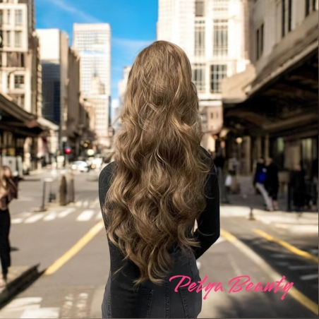 PREMIUM - Луксозна опашка - КАФЯВО No:7 НА ВЪЛНИ с мрежа и ластик