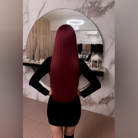 Екстеншън на цял ред - БУРГУНДИ - 75см.