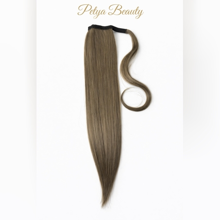 Опашка с лента/кичур - Светло кафяво с руси кичури