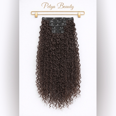 Комплект екстеншън от 6 части -  ШОКОЛАД (КЪДРИЦИ)