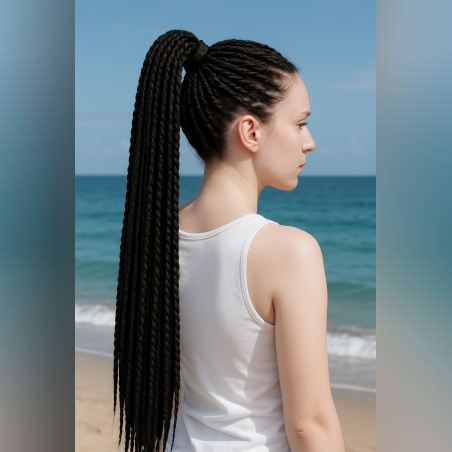 Опашка с ластик /Плитки/- Черно 65см.