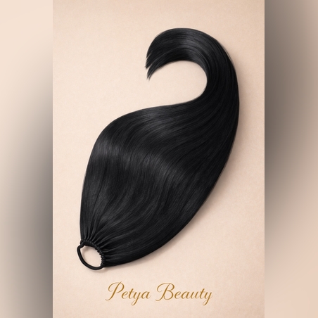 /ПРЕМИУМ/ Опашка с ластик - Черно 85см - МЕГА ДЪЛЖИНА И ОБЕМ