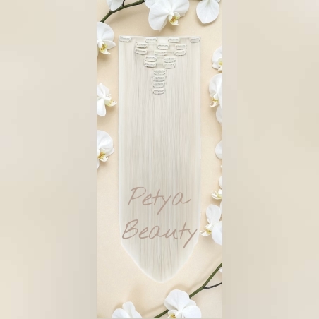 Комплект екстеншън от 9 части в цвят - БЯЛО ПЕПЕЛНО РУСО