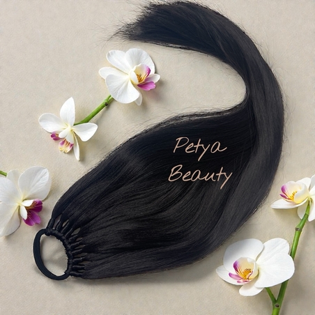 Опашка с ластик - Тъмен шоколад 60 см (РЪЧНА изработка)