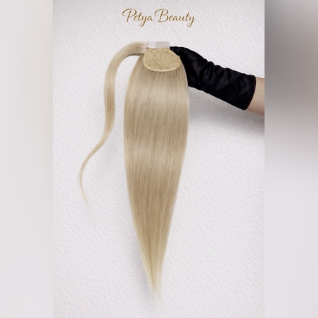 100% Естествен косъм - Опашка с лента/кичур - Рус