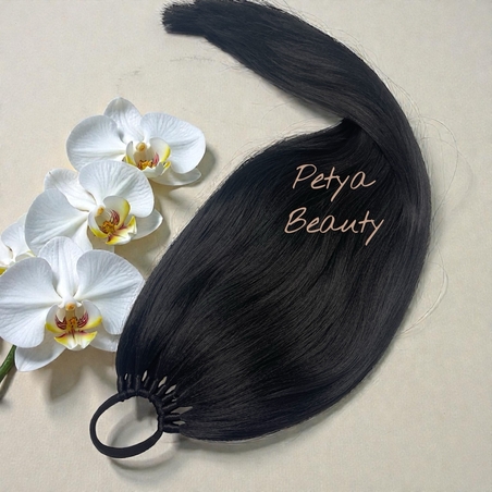 Опашка с ластик - Черно 65см (РЪЧНА изработка)