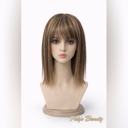 Тупе - 100% естествен косъм – Модел МИНИ - Кафяво с кичури