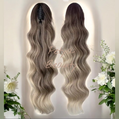 Опашка с шнола - ОМБРЕ Пепелно русо (на вълни)