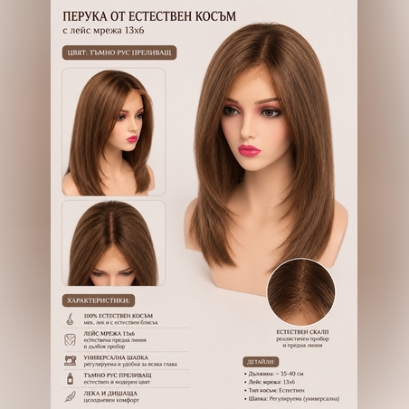 Перука - 100% естествен косъм - МАЯ
