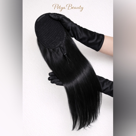 100% Естествен косъм - Опашка с мрежа - Черно