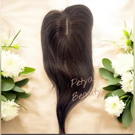 Тупе - 100% естествен косъм - Светло Кестеняво (6.0) с бретон