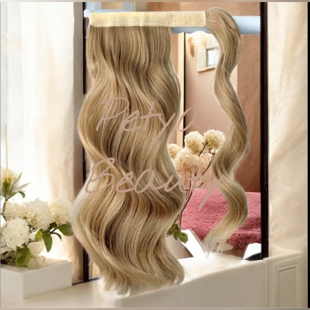 Опашка с лента/кичур - Тъмно русо на вълни