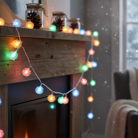 Многоцветни коледни LED лампички с топчета - Многоцветни дължина - 5м 28бр лампички