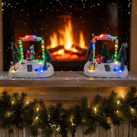 Магическа Коледна въртяща декорация със светлини