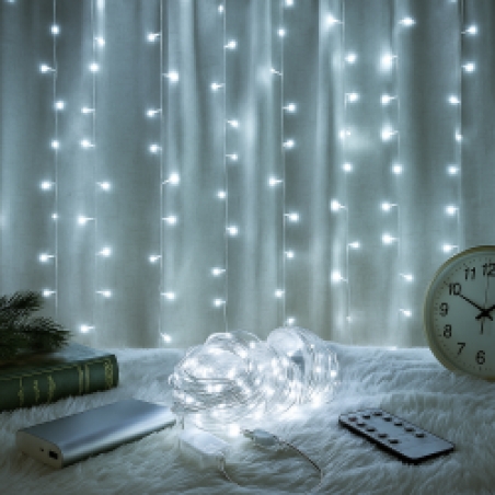 Светещи LED лампички тип завеса с USB зареждане