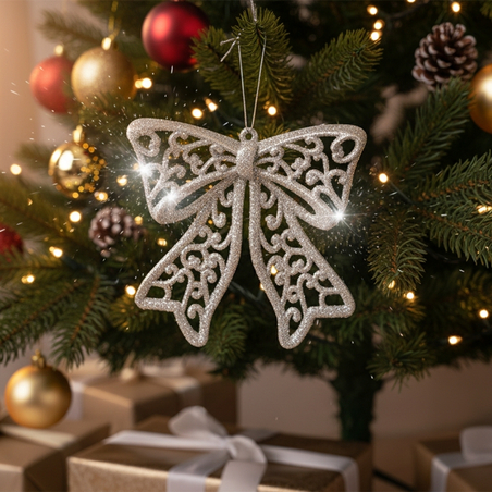 Коледна блестяща панделка за украса за елха