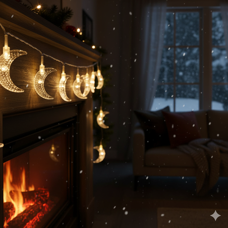 Празнични Коледни лампички с форма на лунички