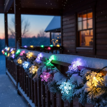 Многоцветни коледни LED лампички със снежинки - Многоцветни дължина - 5м 28бр лампички