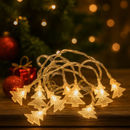 Вълшебни Коледни лампички с елхички