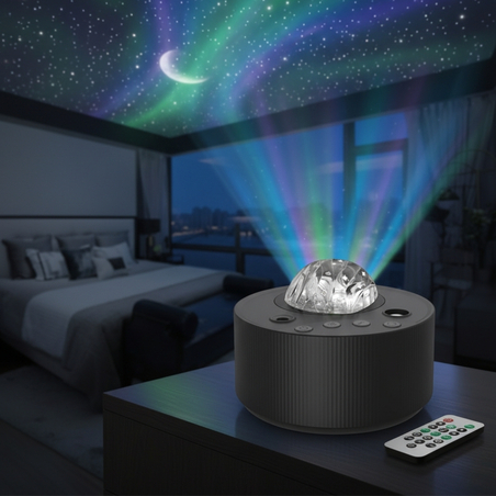 Лазерен проектор Северно сияние RGB звездно небе светлина бял шум