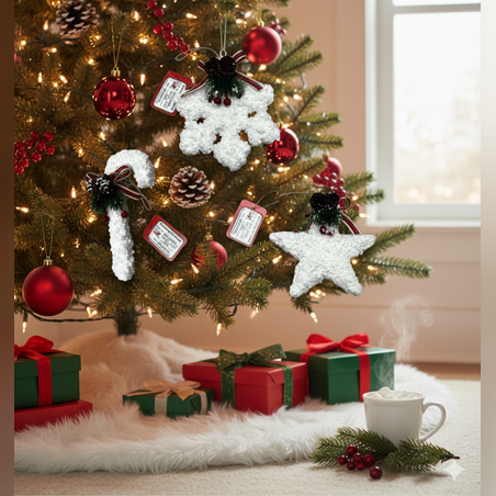 Пухкави коледни орнаменти за елха T-4235
