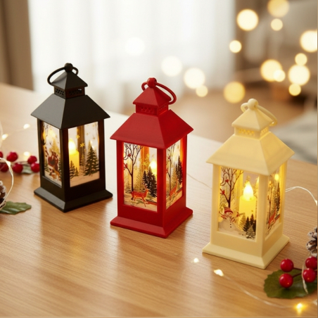 Коледен фенер с топла LED светлина